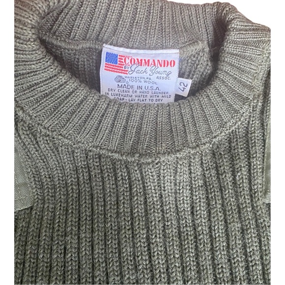 Jack Young Associates Vintage Green 100% Wool Military Tactical Sweater Size 42 - Picture 7 of 10